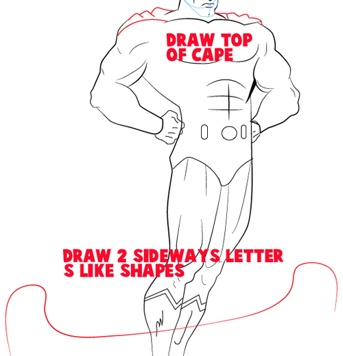 Step 14 : Drawing Superman Easy Steps Lesson