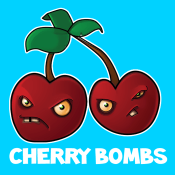 How to draw Cherry Bombs from Plants vs Zombies with easy step by step drawing tutorial