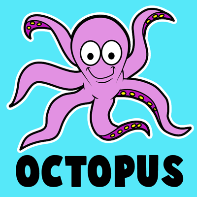How to draw a Cartoon Octopus with easy step by step drawing tutorial