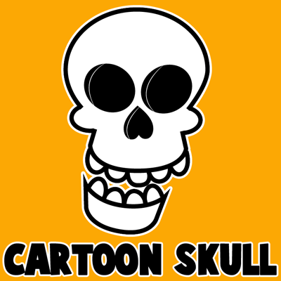 How to draw a Cartoon Skull with easy step by step drawing tutorial