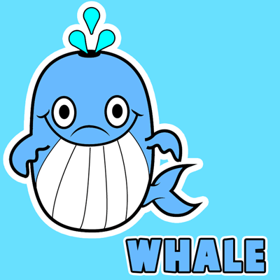 How to draw a Cartoon Whale with easy step by step drawing tutorial