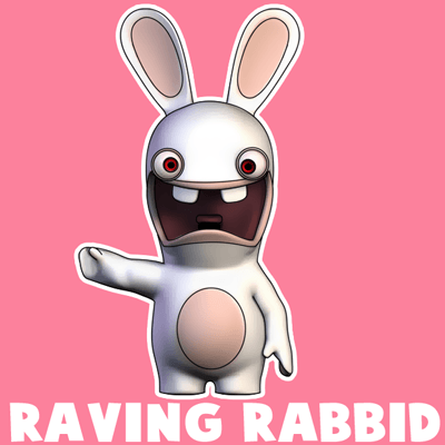 How to draw Rabbid from the game Rayman Raving Rabbids with easy step by step drawing tutorial