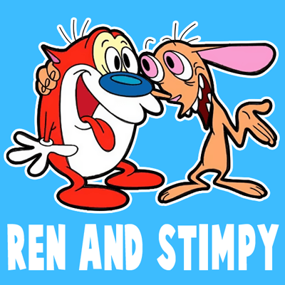 How to draw Ren & Stimpy from The Ren & Stimpy Show with easy step by step drawing tutorial