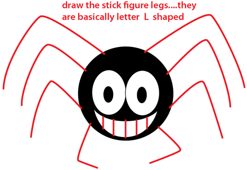 Step 3 : Drawing Cartoon Spider Easy Steps Lesson