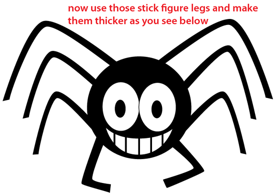 Step 4 : Drawing Cartoon Spider Easy Steps Lesson