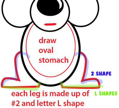 Step 5 : Drawing Cartoon Squirrel Easy Steps Lesson