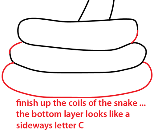Step 7 : Drawing Cartoon Snake Easy Steps Lesson