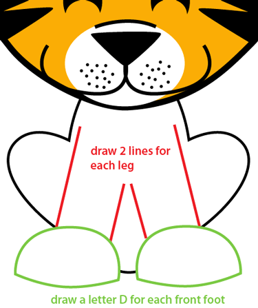 Step 7 : Drawing Cartoon Baby Tiger Easy Steps Lesson