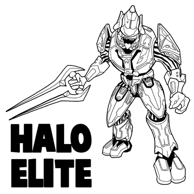 How to draw The Elite from Halo with easy step by step drawing tutorial