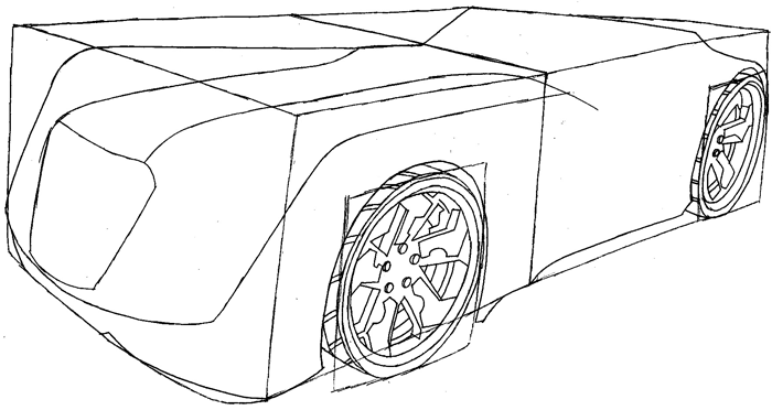 Step 6 : Drawing the Reverb from Hot Wheels' Battle Force 5 Easy Steps Lesson