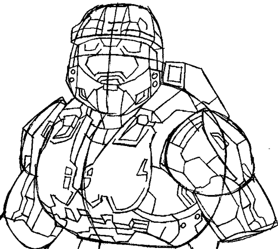 Step 9 : Drawing Spartans from Halo Easy Steps Lesson