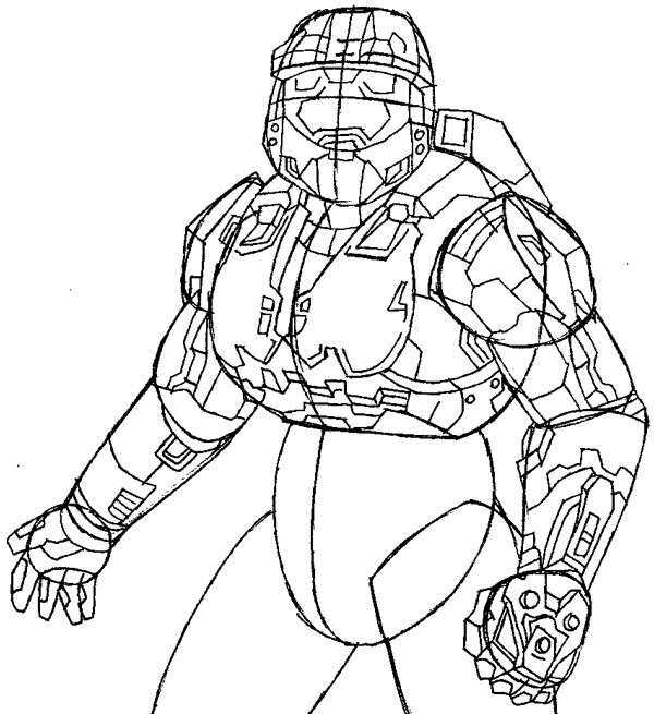 Step 10 : Drawing Spartans from Halo Easy Steps Lesson