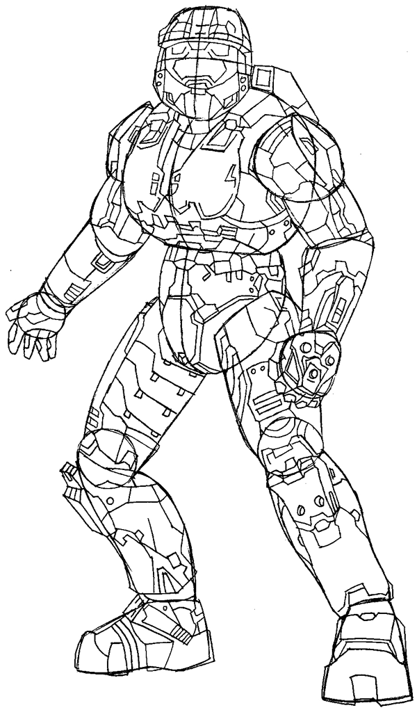 Step 14 : Drawing Spartans from Halo Easy Steps Lesson