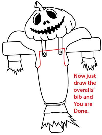 Step 15 : Drawing Scarecrows Easy Steps Lesson