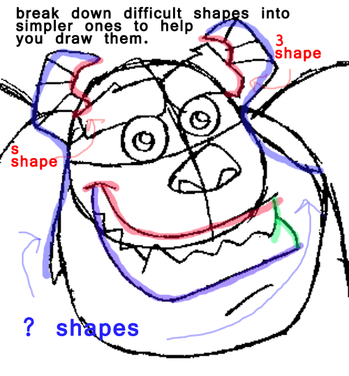 Step 6 : Drawing Sulley from Monsters Inc. Easy Steps Lesson
