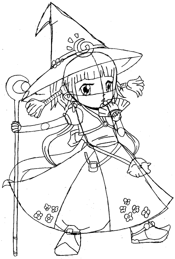 Step 13 : Drawing Imo Magician from World of Magic Easy Steps Lesson