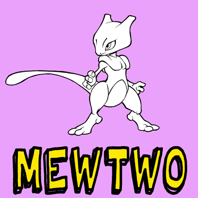 How to draw Mewtwo from Pokemon with easy step by step drawing tutorial