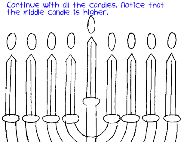 Step 7 : Drawing Hanukkah Lamp Easy Steps Lesson
