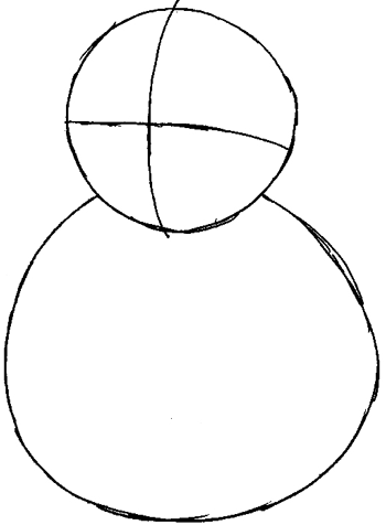 Step 2 : Drawing Snowman Easy Steps Lesson