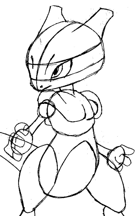 Step 9 : Drawing Mewtwo from Pokemon Easy Steps Lesson
