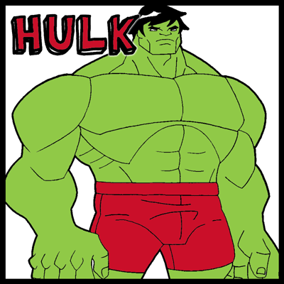 How to draw Hulk from Marvel Comics with easy step by step drawing tutorial