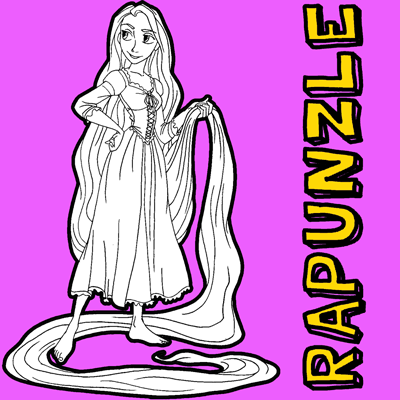 How to draw Rapunzel from Tangled with easy step by step drawing tutorial