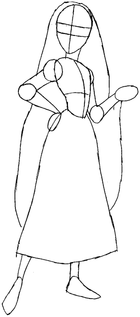 Step 6 : Drawing Rapunzel from Tangled Easy Steps Lesson