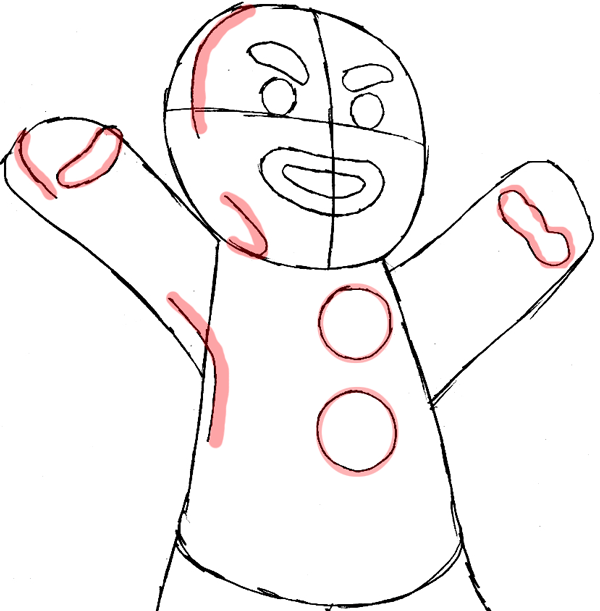 How to Draw Gingerbread Man from Shrek with Easy Steps Drawing Lesson