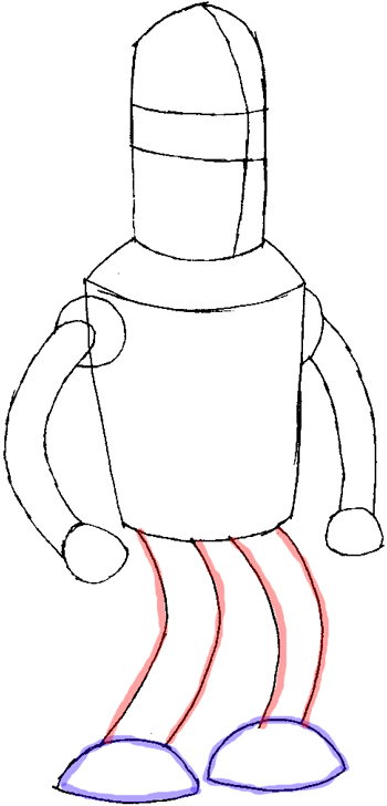 Step 4 : Drawing Bender from Futurama Easy Steps Lesson
