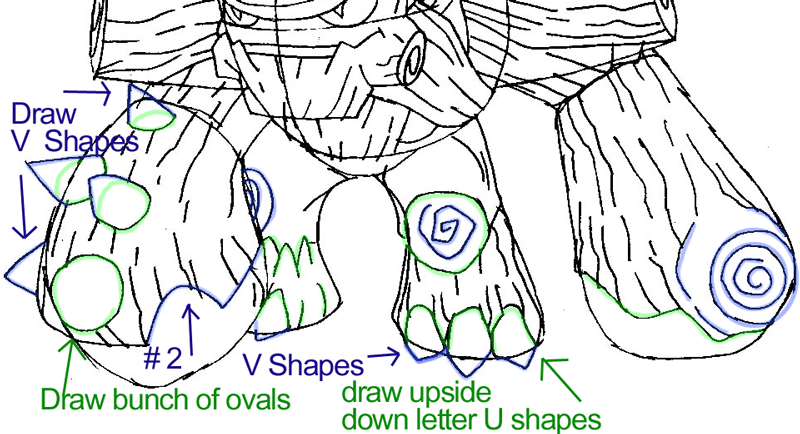 Step 10 : Drawing Tree Rex from the game Skylanders: Giants in Easy Steps Lesson