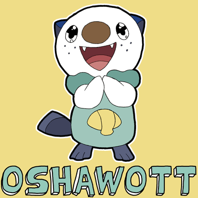 How to draw Oshawott from Pokémon with easy step by step drawing tutorial