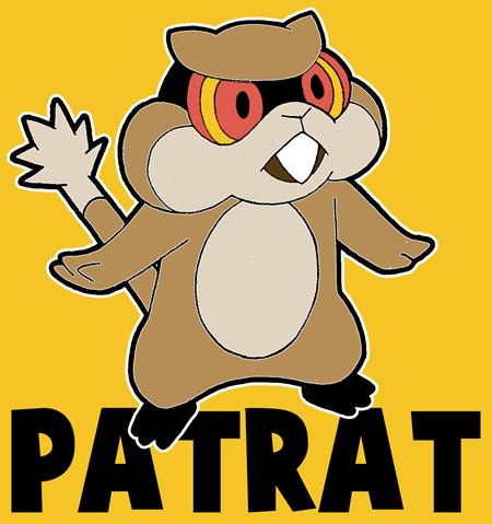 How to draw Patrat from Pokémon with easy step by step drawing tutorial