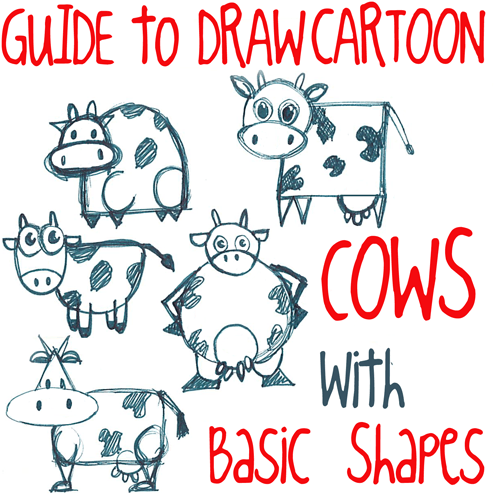 500x500 guide to drawing cartoon cows with basic shapes