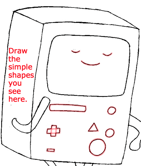 Step 5a : Drawing Beemo from Adventure Time in Easy Steps Lesson