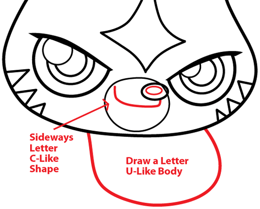 Step 7 : Drawing Katsuma from Moshi Monsters in Easy Steps Lesson