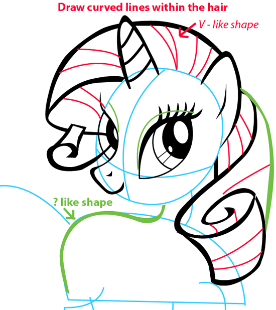 Step 8 : Drawing Rarity from My Little Pony in Easy Steps Lesson