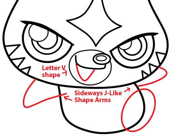 Step 8 : Drawing Katsuma from Moshi Monsters in Easy Steps Lesson