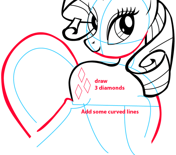 Step 9 : Drawing Rarity from My Little Pony in Easy Steps Lesson