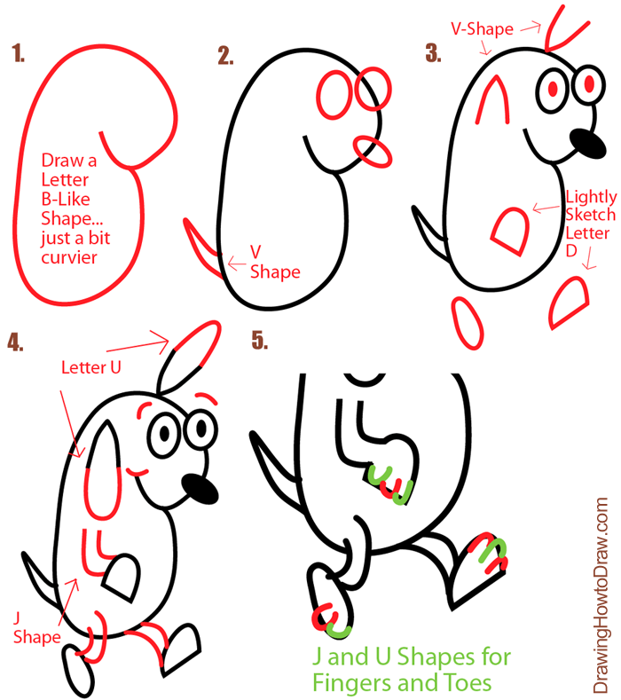 Буква Б-собака-шаги рисования