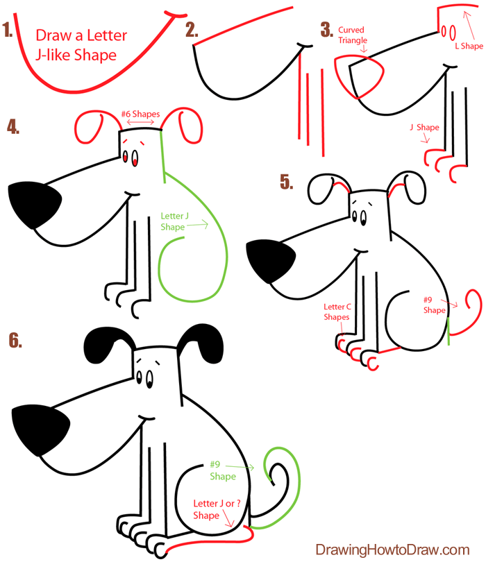 Как нарисовать простую собачку с буквой J