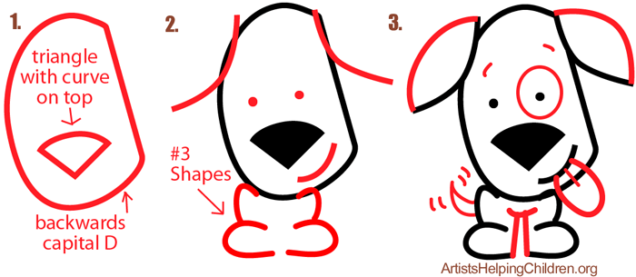 How to Draw a Cartoon Puppy with #3 Ears