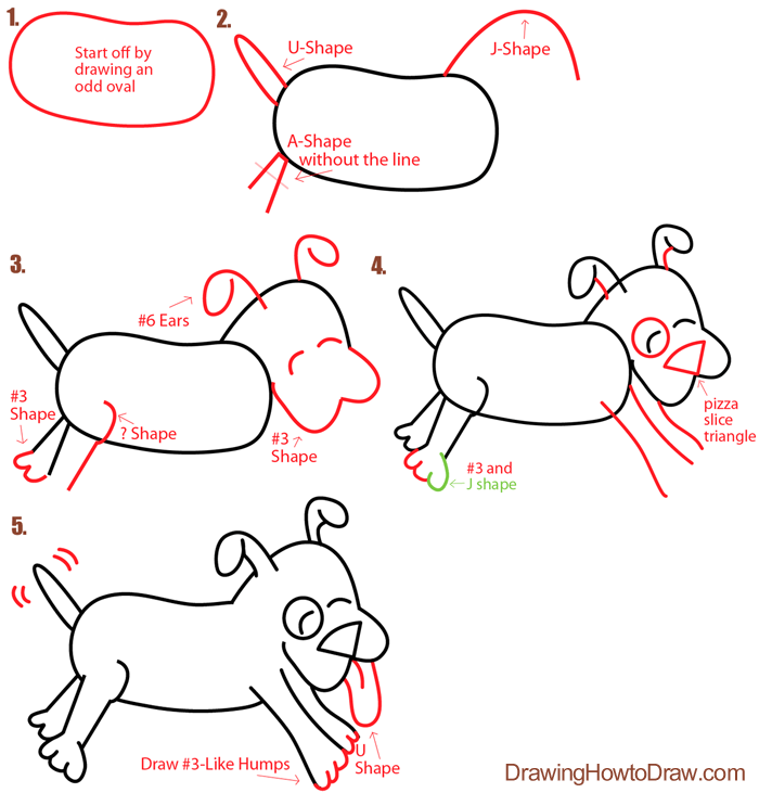Как нарисовать собаку овальной формы