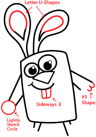 Step 5 : Drawing Simple Easter Bunny in Easy Steps Lesson