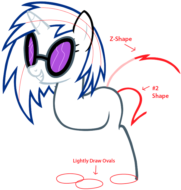 Step 10 : Drawing Vinyl Scratch from My Little Pony in Easy Steps Lesson