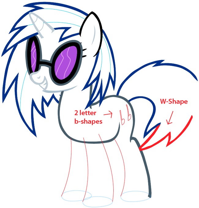 Step 11 : Drawing Vinyl Scratch from My Little Pony in Easy Steps Lesson