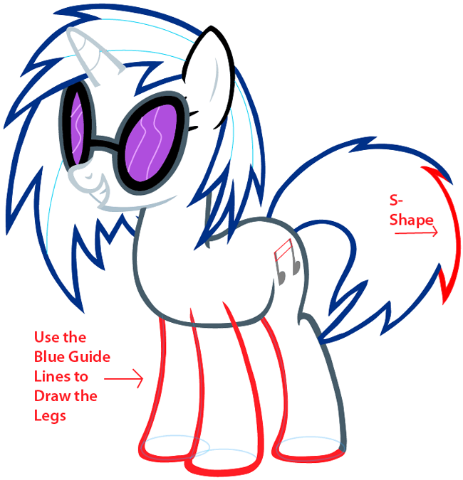 Step 12 : Drawing Vinyl Scratch from My Little Pony in Easy Steps Lesson