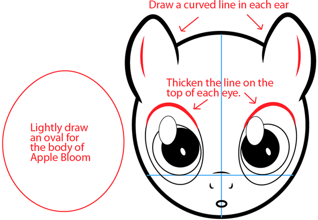 Step 5 : Drawing Apple Bloom from My Little Pony in Easy Steps Lesson