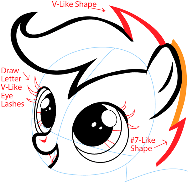 Step 5 : Drawing Scootaloo from My Little Pony in Easy Steps Lesson