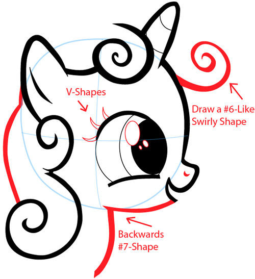 Step 6 : Drawing Sweetie Belle from My Little Pony: Friendship is Magic in Easy Steps Lesson