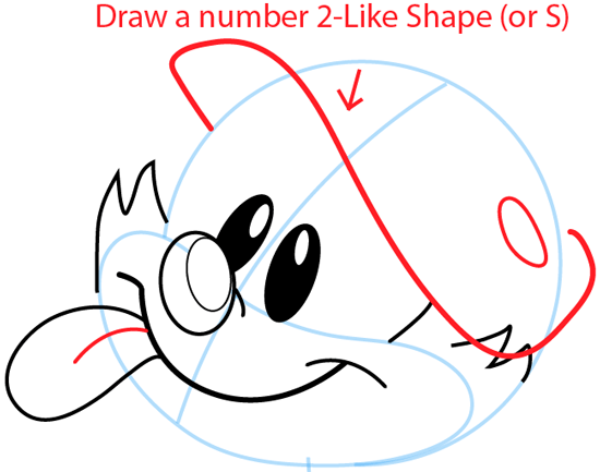 Step 6 : Drawing Wakko Warner from Animaniacs in Easy Steps Lesson